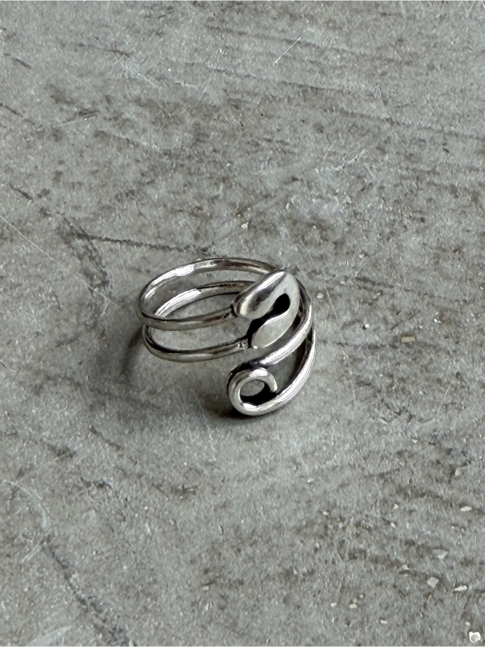Triple Band Silver Swirl Wrap Ring — Women’s Adjustable Fashion Ring